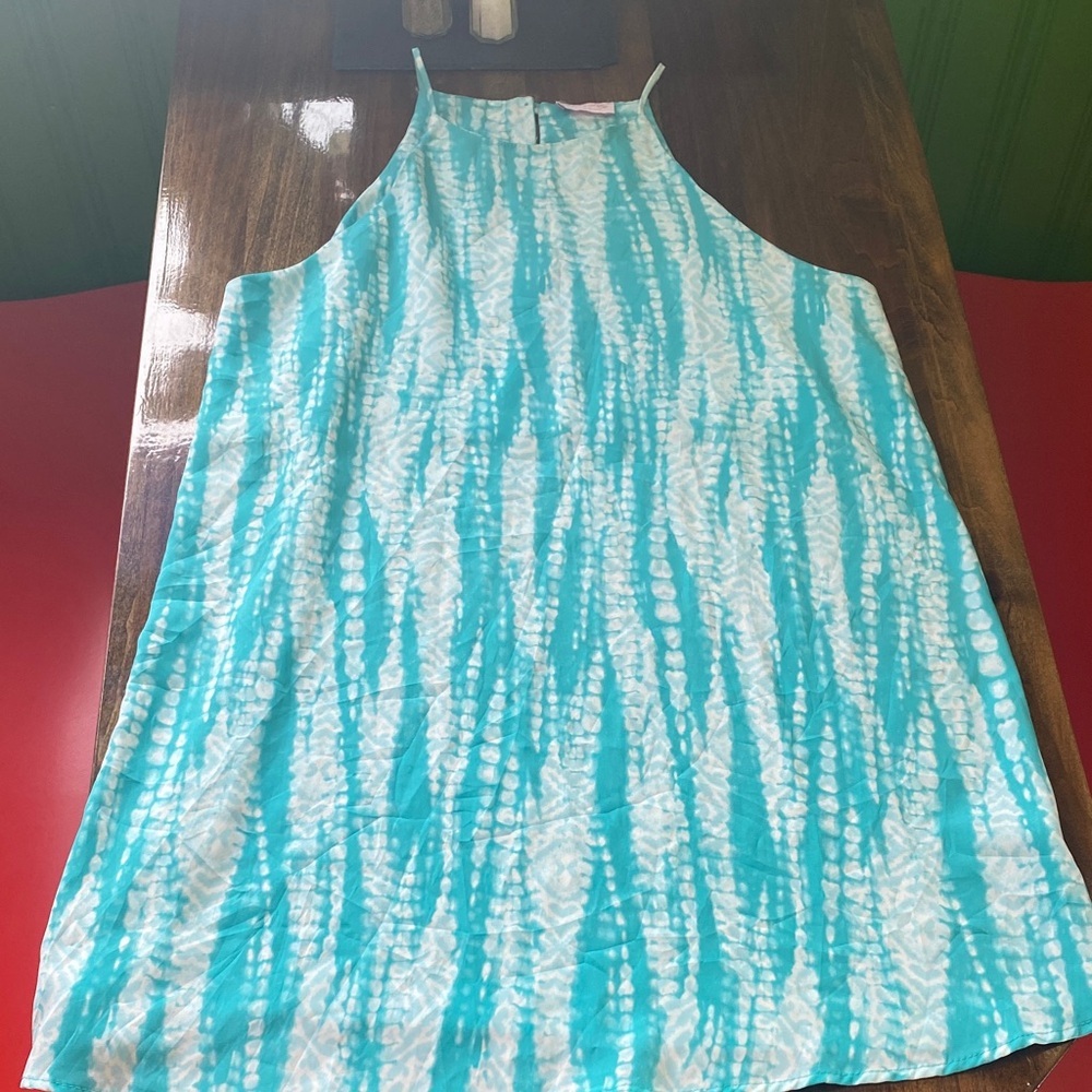 Pink Lily Turquoise and White Dress